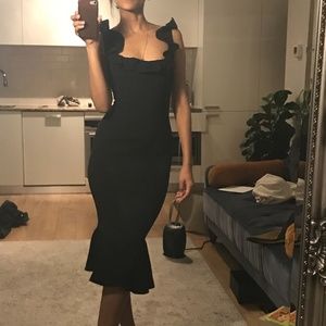 Cinq À Sept Ruffled Neckline Midi Dress